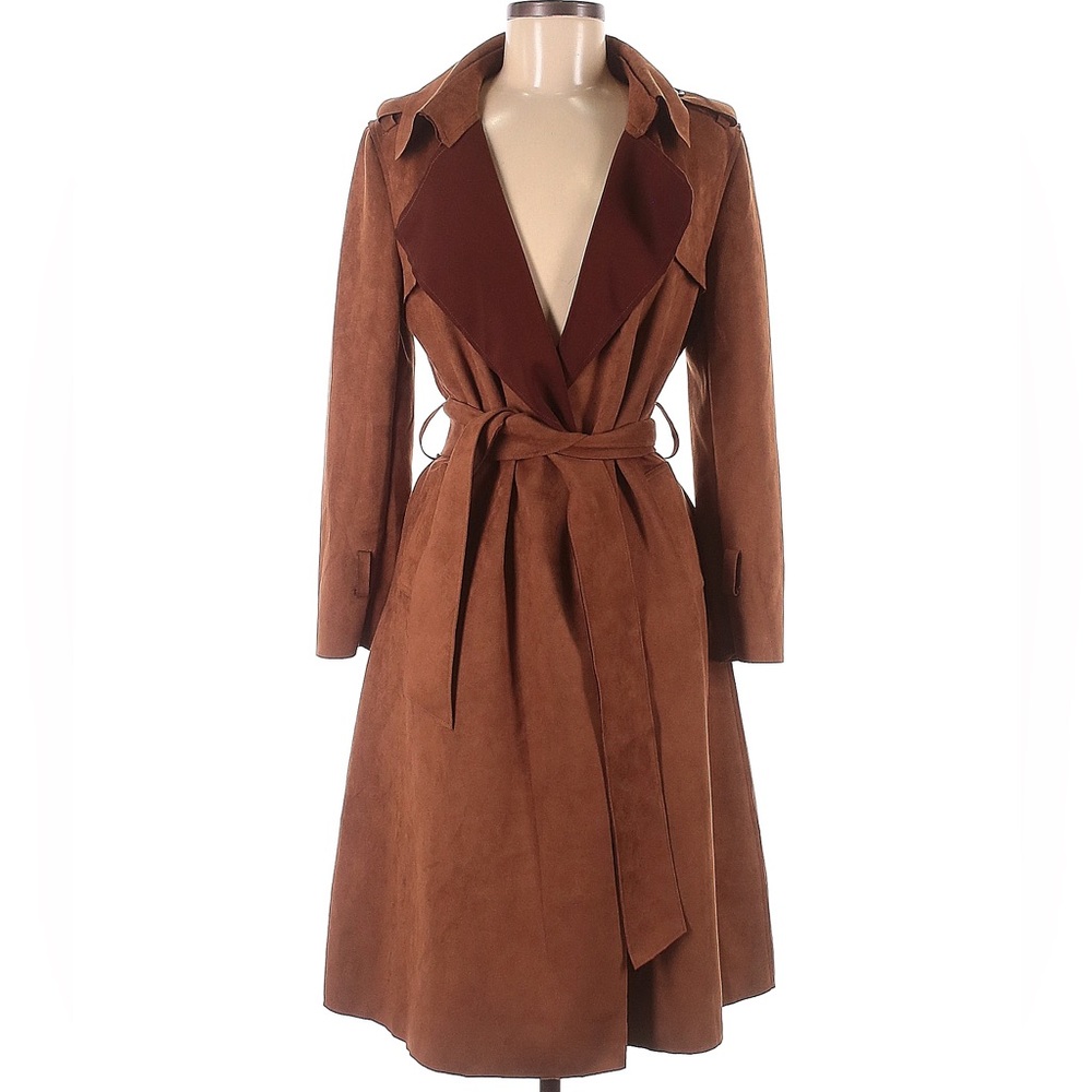 Dark Brown Long Trench coat, Few Moda, Size XS, Parka Autumn Jacket